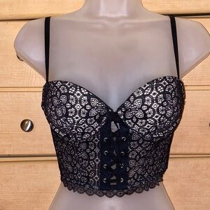 Victoria Secret Lace Bustier Top - Black